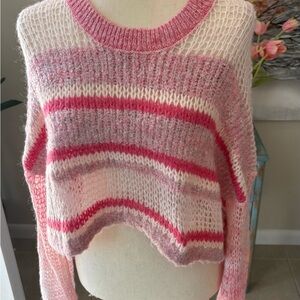 Pink Striped Knit Sweater